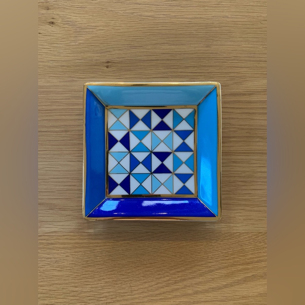 Jonathan Adler Sorrento Square Porcelain and Gold Tray